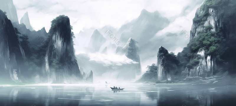 新中式水墨风山水丹青背景图,插画/手绘图,插画/手绘图库,插画/手绘图下载,插画/手绘